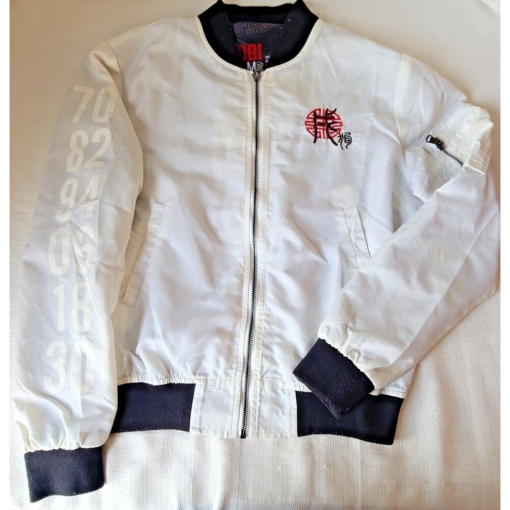 Bibi Sama Zodiac Bomber Jacket White Wolf Embroidered Anime Streetwear XS/S